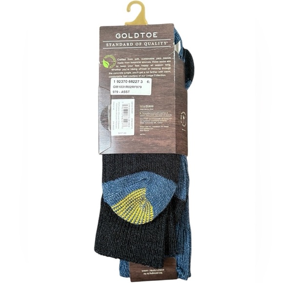 Gold Toe 2 pairs shadow slub crew eco soft blended yarn Lyocell Mens size 6-12.5 - Picture 3 of 6